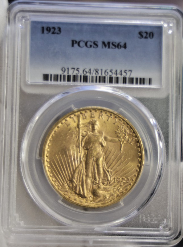 1923 US $20 Saint Gaudens Gold Piece Double Eagle MS64 PCGS
