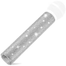 Facmogu Mic Not Include Rhinestones Microphone Sleeve, Crystal Wireless Mic C...