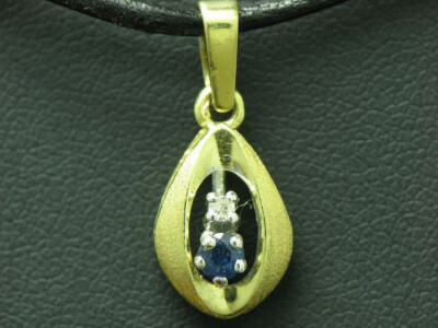 Yellow Gold Sapphire Trailer / 8kt 333 Gold / 0.15ct Sapphire / 0.02ct Diamond / 1.2g