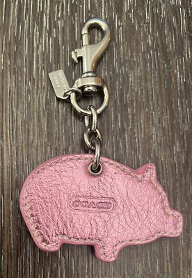 Coach Pink Pig Jeweled Leather Purse Charm Key Ring Keychain | eBay