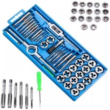 40 Pcs Tap and Die Set in SAE and Metric Sizes Standard With Coarse Fine Thread