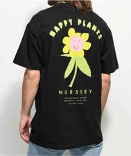A-Lab Mens Happy Plants Nursery Black T-Shirt New S, M, L, XL, 2XL