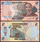 Sierra Leone 2 Leones Unc Banknote P-35 African World Currency
