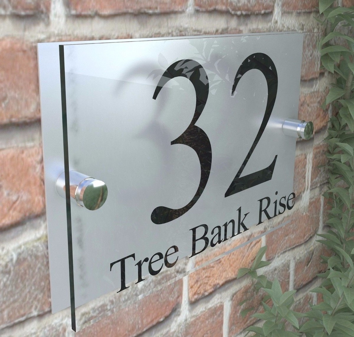 FULI Custom Modern House Address Plaque - Glass Effect Acrylic Sign With Stand-Off Mounting (200x200mm Circle) - View #2