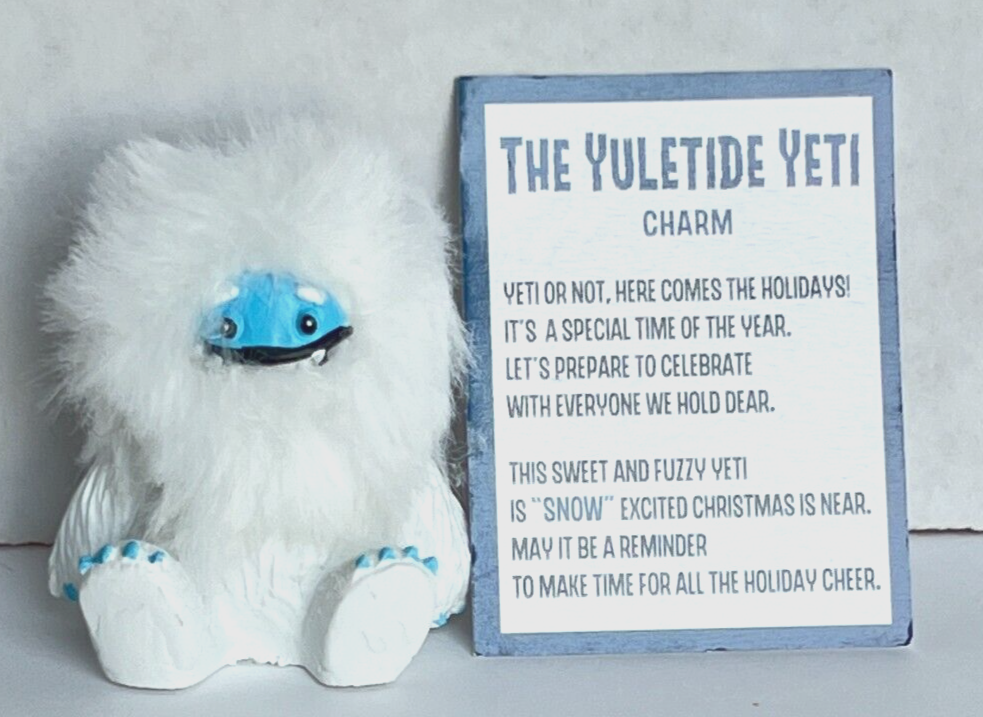 Ganz Yuletide YETI Charm Figurine w/Fuzzy Head +Poem Card 2
