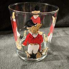 Vintage CERA Snooty Fox Hound Hunt Equestrian Lowball Drinking Cocktail Glass