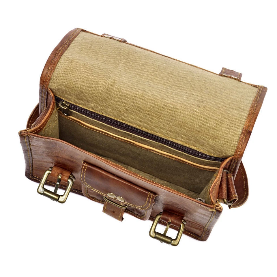 9 " Handmade Echt Ulitmativen Leder Mini Schulranzen Satteltasche Retro Rustikal - Bild 4 von 4