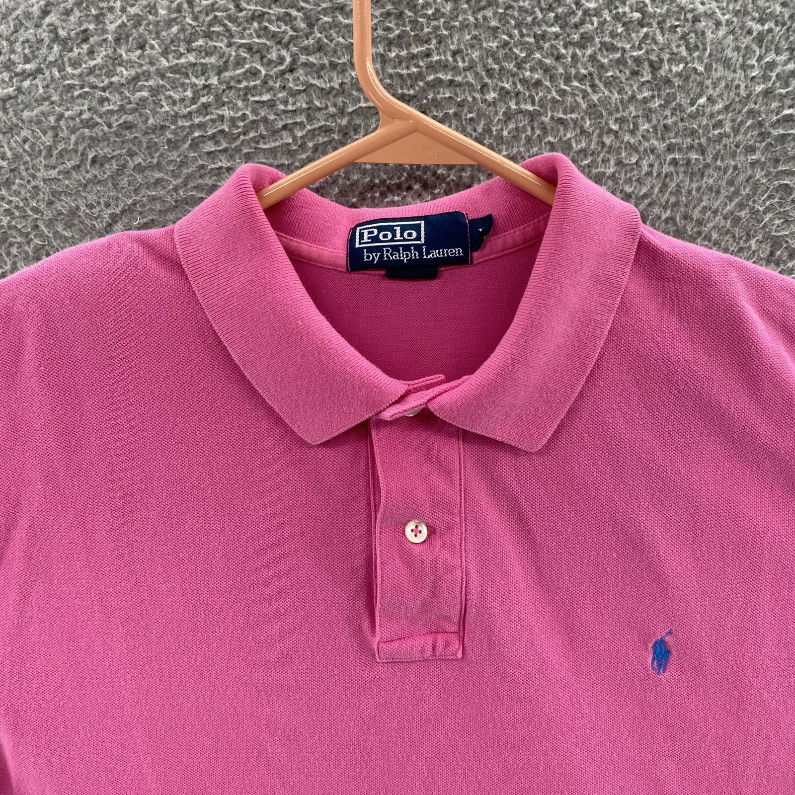 VINTAGE Polo Ralph Lauren camicia uomo grande rosa casual preppy cotone pony anni 90