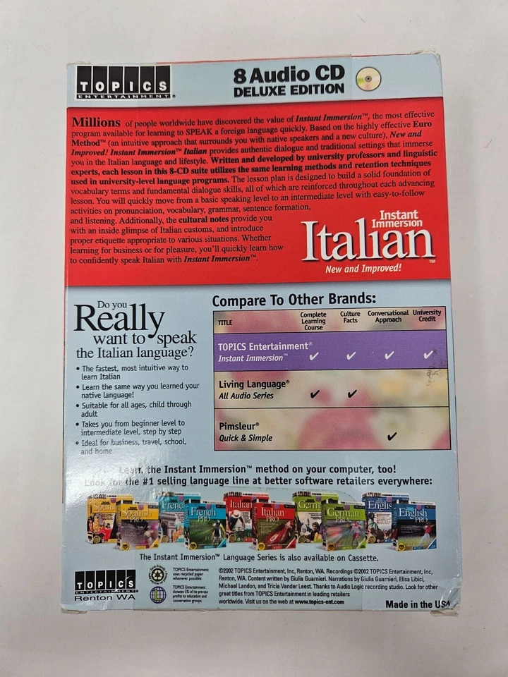 The Euro Method Instant Immersion Italian - 8 Audio CD - Image 2 of 4