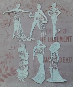 Die cut Silhouette Tattered Lace Garden Flower Scene card toppers Card Making