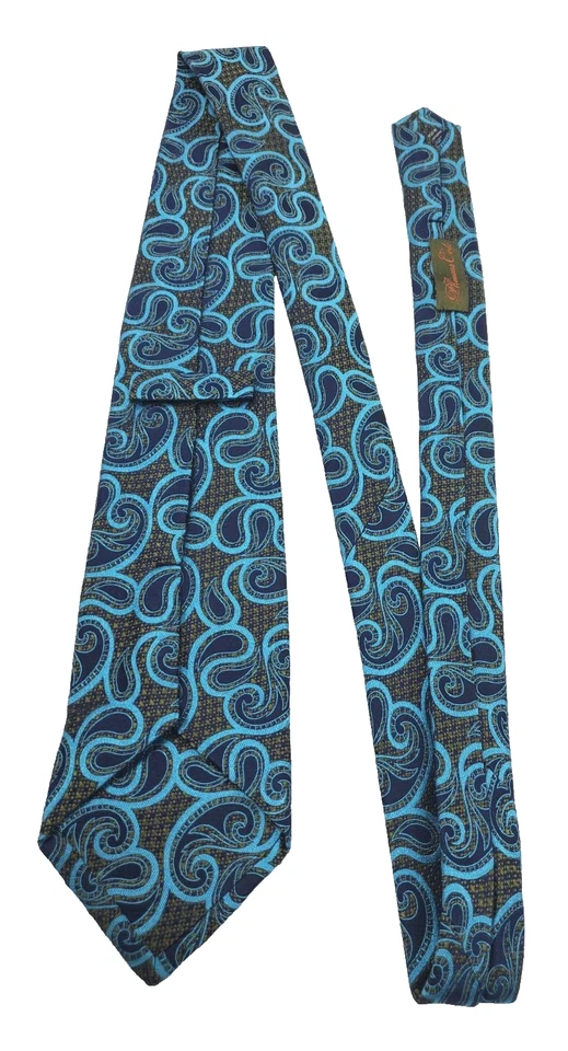 Corbata Phineas Cole Jacquard Seda Autopunta Azul Grande Cachemira 59.5" L x 3.75" W Foto 4 de 4