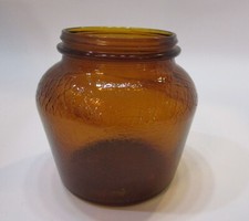 Vintage 1950's Anchor Hocking Brown Textured Glass B M Baked Beans 4.5" Jar A
