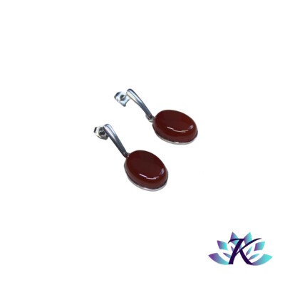 Boucles D'oreilles Clous En Acier Inoxydable Avec Pierres Gemmes Cornaline | Neuf Avec étiquettes