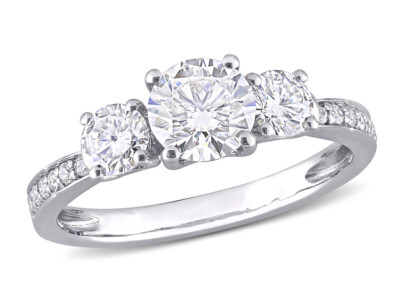 1.30 Carat (ctw) Lab-Created Three-Stone Moissanite Engagement Ring 10K Gold