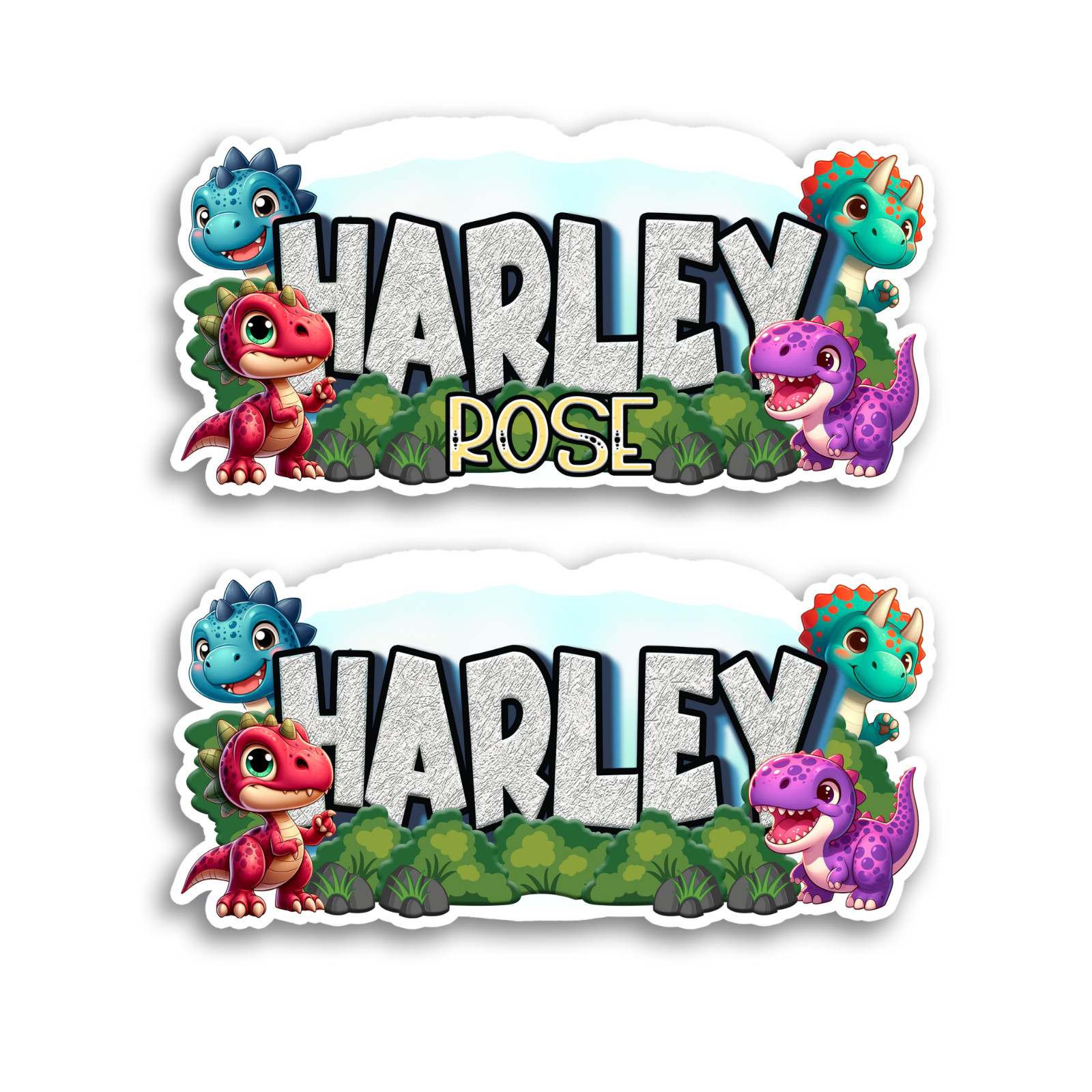 Dinosaur Name Sticker Custom Cute Gift Waterproof Label for 