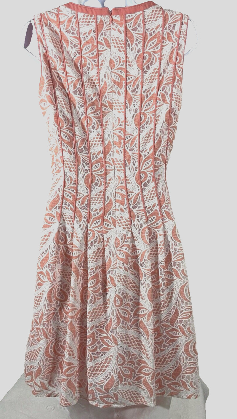 Antonio Melani Dress Women 4 Lace Overlay Coral Flattering Seaming Career Boho