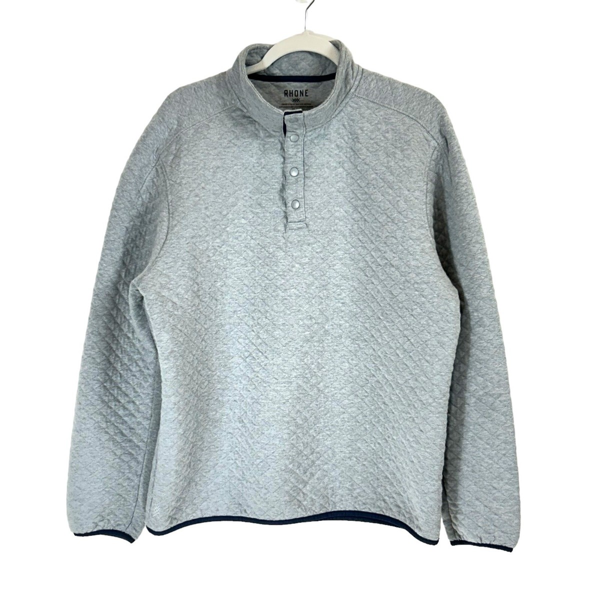 Rhône Pullover Top Mens XL Grey Quilted Half Snap Gramercy High