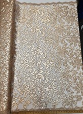 Nude Floral Embroidery Nylon Crochet Mesh Prom Sequin Fabric "The Beyonce Lace"