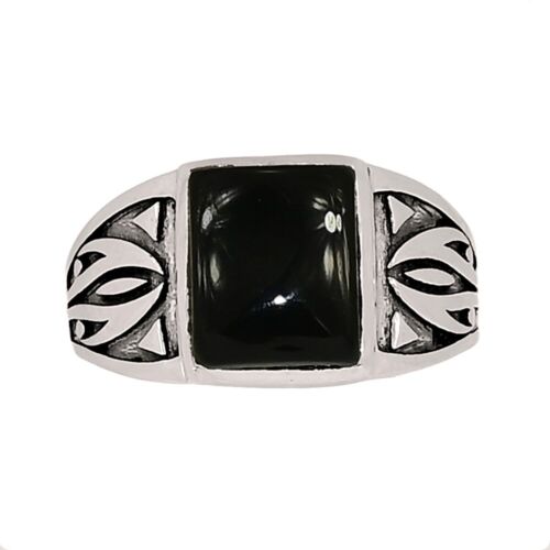Black Onyx - Brazil 925 Sterling Silver Men's Ring SRS1 s.8 CR70718
