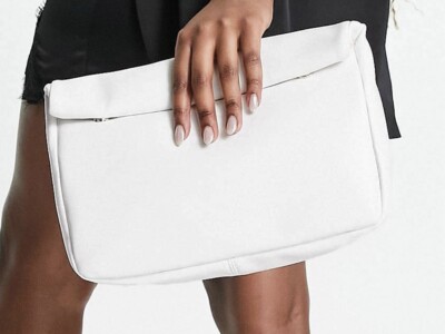 Women Puffy Large Clutch Hand Bag In White