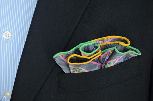 Lord R Colton Masterworks Pocket Gray Striped Survival Silk - $75 Retail New - Picture 2 of 2