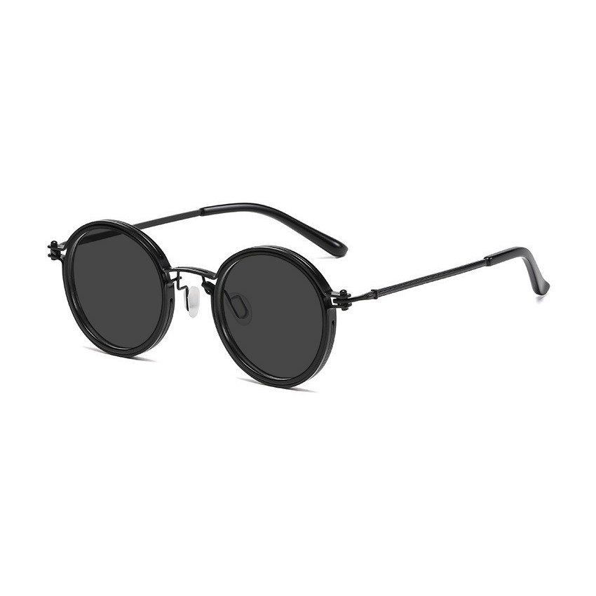 Occhiali da sole unisex eleganti montatura rotonda metallo e PC miopia colorata foto 6