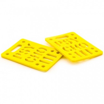 Vision Psycho Brand 1/8'' STENCIL LOGO Dual Bolt Pattern Skateboard Risers YELLOW