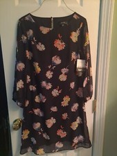 Kensie Chiffon Long Sleeve Floral Lined Dress Sz 6 NWT'S 