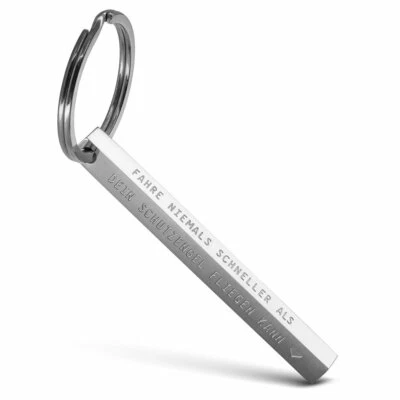 FABACH Edelstahl Quader Schlüsselanhänger Schutzengel - Auto Glücksbringer mit Gravur