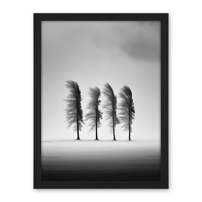 Still Holding Strong Black and White Winter Landscape Framed Art Picture 18X24