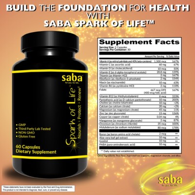 Saba Spark of Life  One 60-count Bottle - Build the Foundation for Health