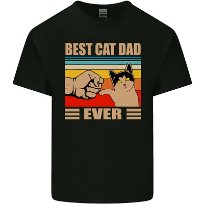 Lustiges Vatertag Herren T-Shirt Tee Oberteil Bester Katzenpapa aller Zeiten Baumwolle