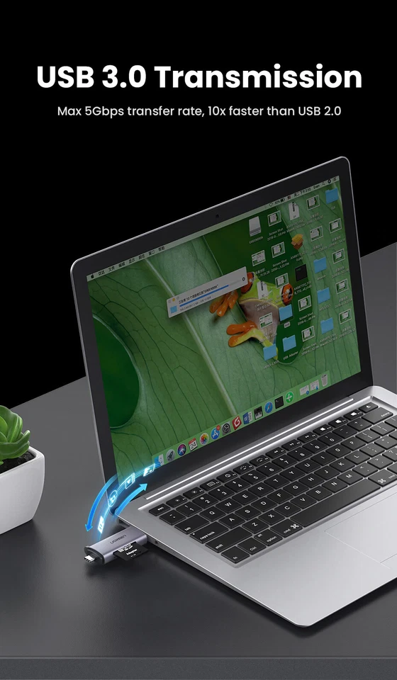 Lettore schede memoria SD microSD UGREEN USB 3.0 Type-C 3.1 per smartphone UGR3 - Immagine 4 di 4