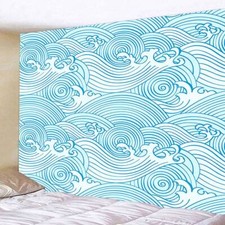 Asian Art Ukiyo-e Sea Wave Tapestry Wall Hanging Large Fabric Blue Room Decor