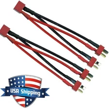 2pc T-Connector(Deans) 2-to-1 Parallel Adapter Battery Cable LiPO Y Wire Harness