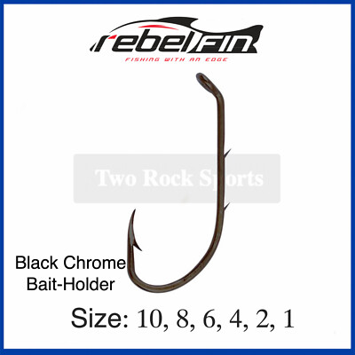 rebelFIN Baitholder BAIT HOOKS - Black Chrome - Size: 10, 8, 6, 4, 2, 1