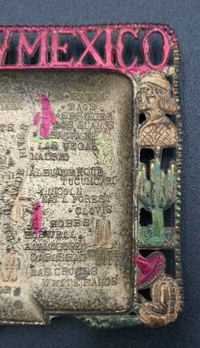 Vintage Metal Ashtray New Mexico Souvenir made in Japan Cut Out Colorful Design - Picture 3 of 10