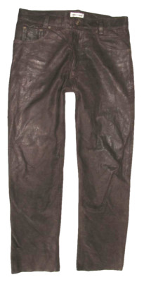 Hundertmark Men's Leather Jeans Nubuck Leather Pants In Dark Brown W33 L32