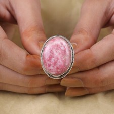 Natural Thulite Gemstone Ring Handmade Ring 925Sterling Silver Women's Ring Gift