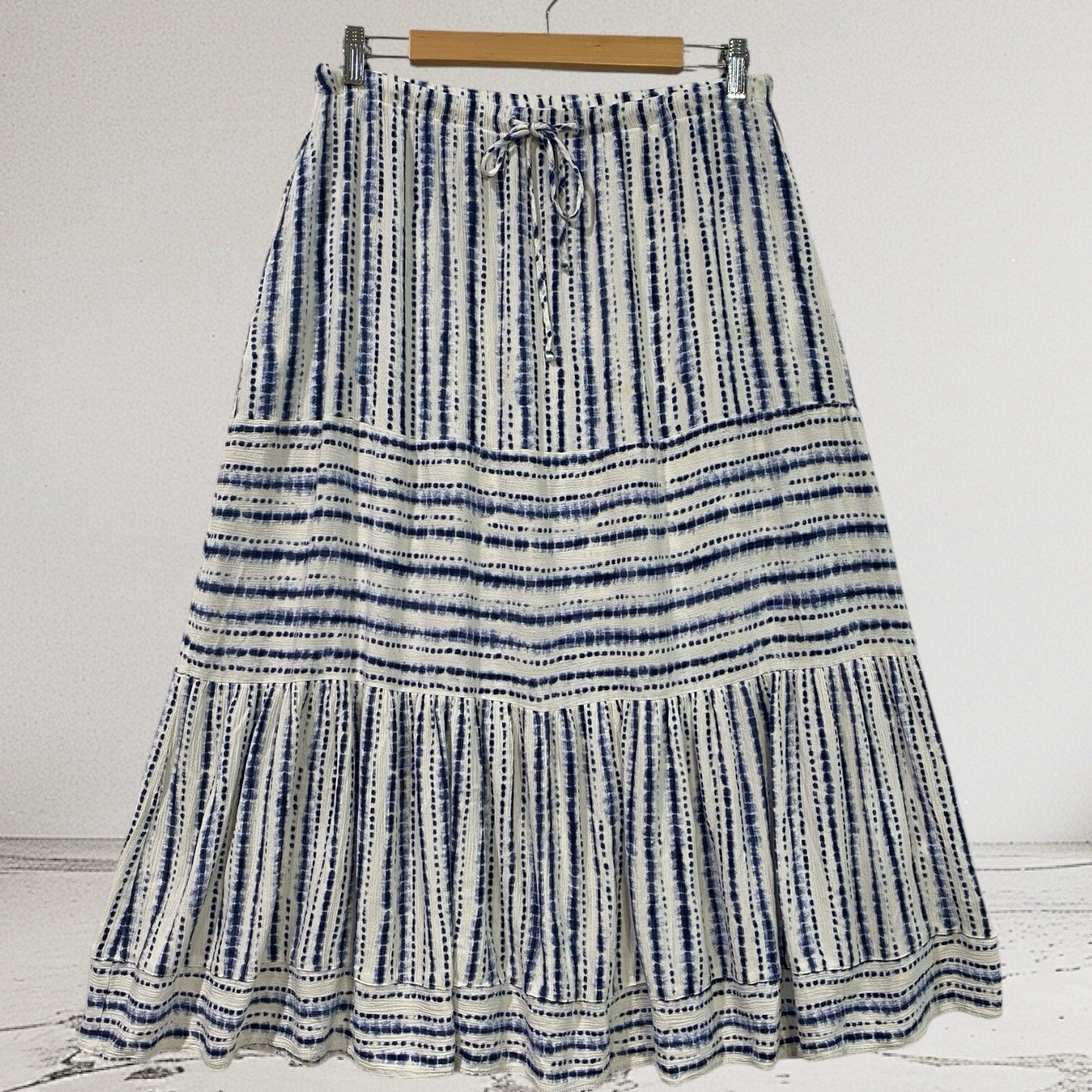 Karen Kane Printed Tiered Midi Skirt Women’s Size Large Boho Peasant