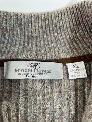 MainLine Custom Clothiers Mens XL 100% Merino wool Tweed 1/4 Zip Sweater EUC! - Picture 4 of 8