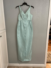 Vintage 70s Pastel Blue Sleeveless Maxi Dress Classic Easter Prom Formal S