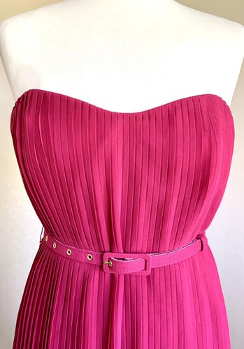 French Connection Strapless Fuchsia Pink Dress With Belt Size 10 BNWT - Picture 2 of 5