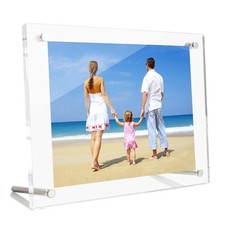 4x6 Clear Acrylic Desktop Picture Frame, Beveled Frameless Plexiglass Photo P...