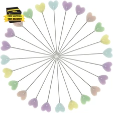 200 Piece Love Heart Flat Head Pins, Long Straight Pins Love Heart Head Sewing P