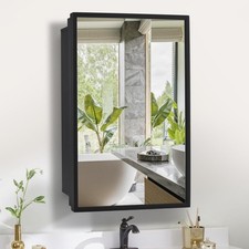 20 inch x 26 inch Medicine Cabinet with Mirror,Black Recessed or Surface Moun...