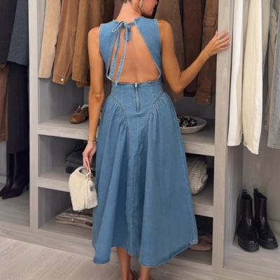 h&m denim dress backless H&M Spring Collection Denim Dress Review