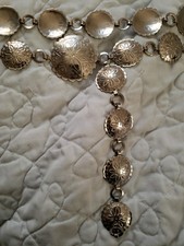 Vintage Silver Boutique Round Concho Belt 36.5 Inches Long 20 Round Conchos