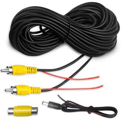 33FT Backup Camera RCA Cable Double Shielded Pure Copper with Detection Wire