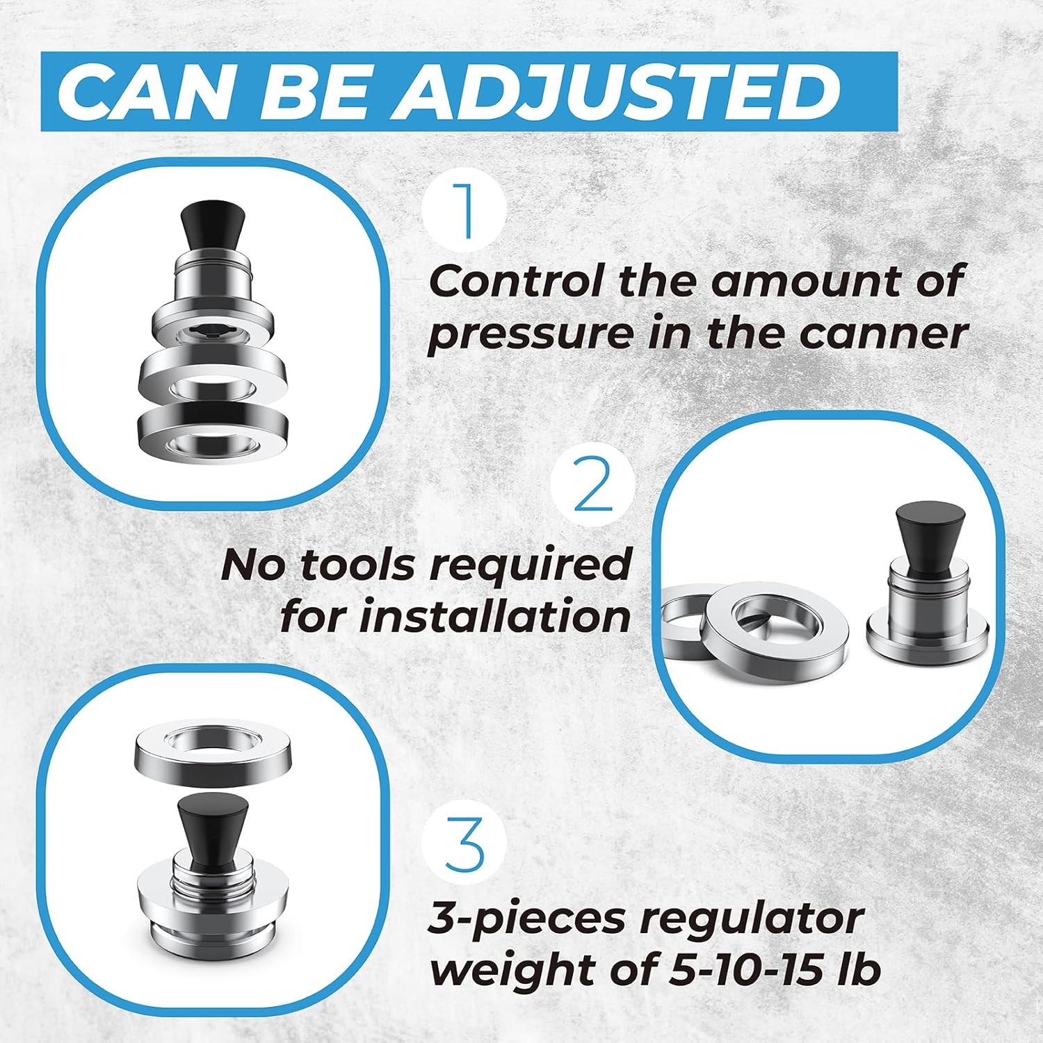 Pressure Cooker Regulator 5-10-15lb Weight Replacement for Presto Pressure Canne